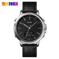 SKMEI Men's Fashion Digital Watch Analog Leather Multifunctional Waterproof Men's Watch 1652. 