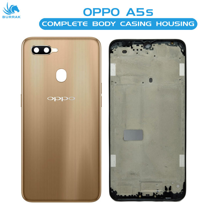 Oppo%20A5s%20Housing%20Middle%20Frame%20With%20Side%20Button%20and%20Camera%20Lens%20Complete%20Body%20Casing%20Replacement%20For%C2%A0A5s%20-%20Golden%20-%20Image%202