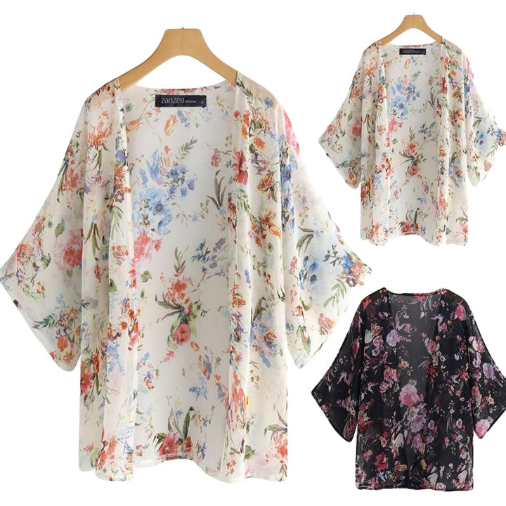 ZANZEA Womens Bohemia Floral Summer Beach Kimono Cardigan Coat Plus Size Daraz.pk