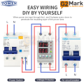 TOMZN Din Rail Dual Display Adjustable Over Voltage Current and Under Voltage Protective Device Protector Relay TOVPD1-60-EC 60A 220V 230V Surge Protector. 