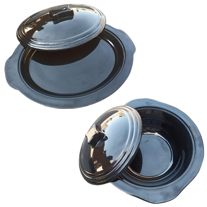 Serving Rice Dish | Salan Bowl with Lid Black Melamine