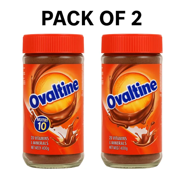 Ovaltine Chocolate Flavor Drinking Powder Jar 400g – Pack of 2 | Energy ...