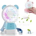 Portable Mini Handheld Fan Colorful LED Light Fan Electric Desk Table Fan Lovely Bear Cooler USB Rechargeable. 