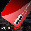 Biruiqu For OPPO Reno 4 4 Pro Shockproof Starry Colorful Tempered Glass Back Soft Silicone Edge Case Cover. 