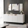 Modern Storage Cabinet For Home (Living Room) Or Office Use With Externally 4 Compartments In Pure White. 