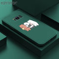 Hontinga for Samsung Galaxy S8 Case Cartoon We Bare Bears Panda Grizzly Phone Case Square Edge Pattern Liquid Silicone Cases Full Cover Camera Case. 