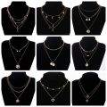 Zovoli Multi-Element Crystal Necklace For Women Gold Vintage Multiple Layers Pendant Chains Necklaces Trend. 