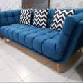 Deluxe Furniture 5 seater modern sofa set with free cushions- Velvet Fabric. 