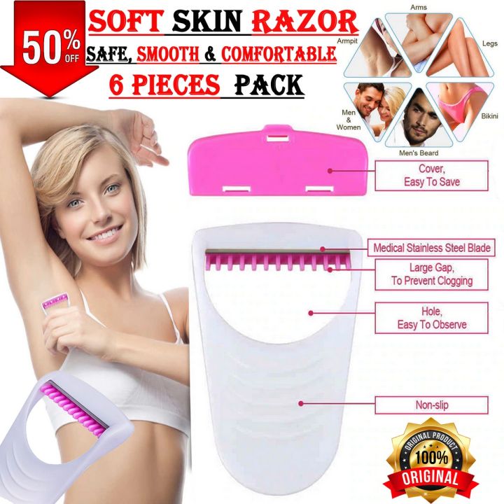 Pack of 6 - Women Skin razor Lady Women Girl Body shaver Armpit trimmers Disposable Hair Removal