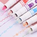 ZT - 6 Colors Kawaii Roller Flower Heart Curve Line Highlighter Pens Roller Fluorescent Marker Drawing DIY Diary School Stationery. 