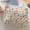 ECHIDNA Cosmetic Bag Floral Print Soft Fabric Makeup Bag. 