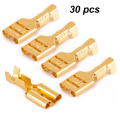 30 pcs Female Spade Terminal Connectors Gold Brass Car Speaker Wire Connector For Car/Boat Speaker Horn Nipples. 