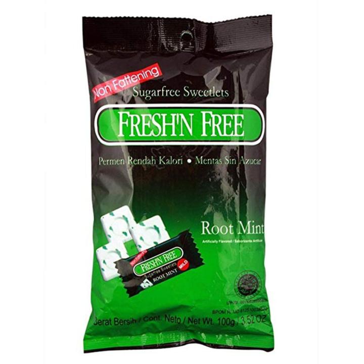 Fresh n Free Root Mint Refreshing Candy Low Calorie Mint Candy 100gm pouch