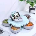 Multi-Function Creative Dried Fruit Plate Rotating Candy Box Candy Storage Box Flower Petal Shaped Wedding Decoration Home Decor Snacks Candy Tray. 