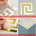 Golden Versacce Border Acrylic Mirror Sticker || Wall Art DIY Home Decoration Wall Stickers. 