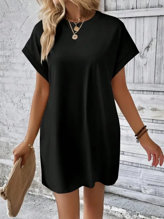 LOOSE%20FIT%20SOLID%20COLOR%20ROUND%20NECK%20BATWING%20SLEEVE%20DRESS%20-%20Image%202