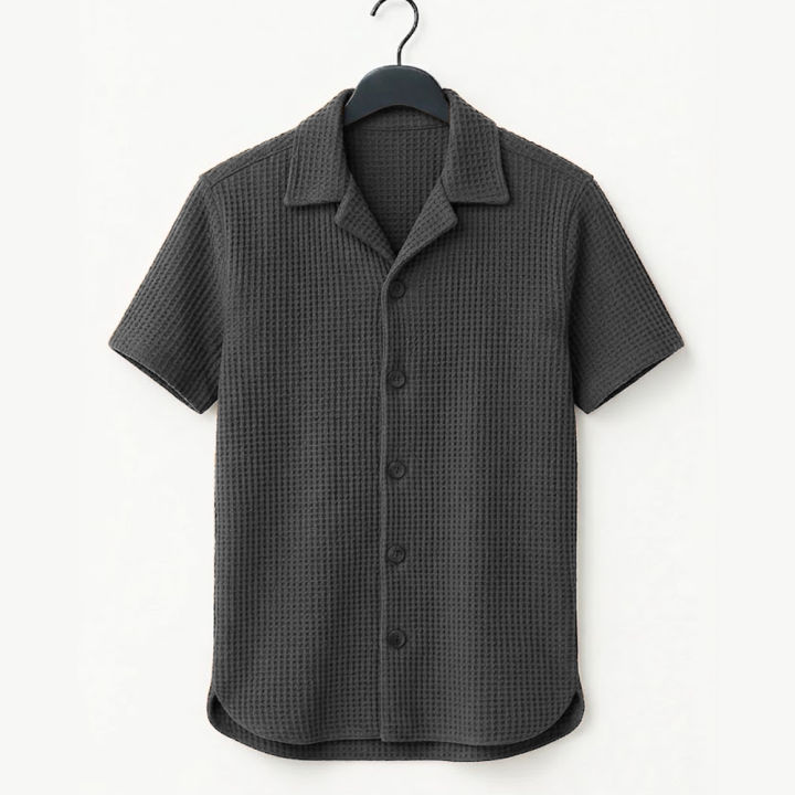 Richman%20Cuban%20Collar%20Shirt%20For%20Men%20-%20Half%20Sleeves%20Men%20Shirts%20-%20Waffle%20Knit%20Casual%20Shirts%20For%20Men%20-%20Image%204