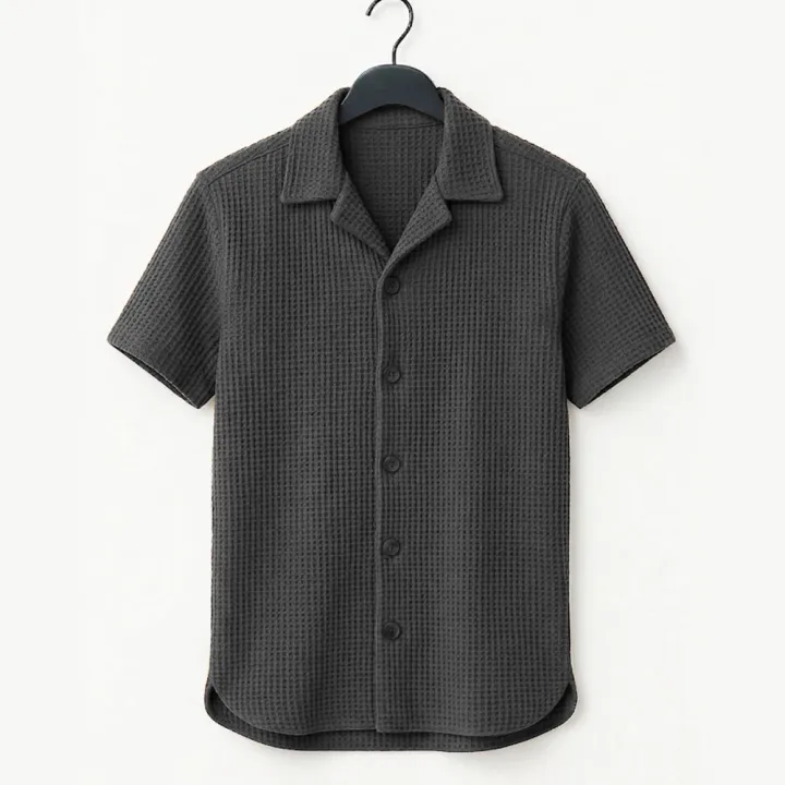 Richman%20Cuban%20Collar%20Shirt%20For%20Men%20-%20Half%20Sleeves%20Men%20Shirts%20-%20Waffle%20Knit%20Casual%20Shirts%20For%20Men%20-%20Image%204