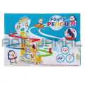 Musical Penguin Stair Climbing Orbit Chasing Race Track Game Set - Playful Roller Coaster Playset with LED Flashing Lights and Music On/Off Button for Toddlers and Kids. 
