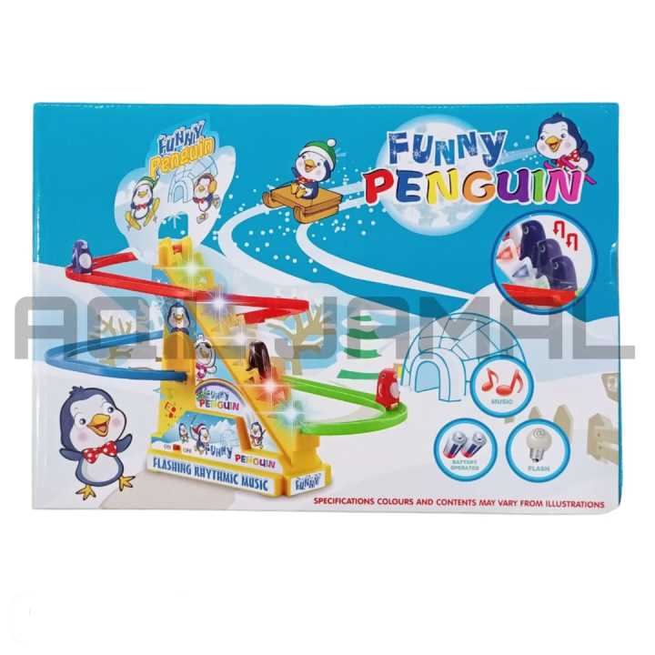 Cute Battery Operated Light and Sound Penguin Race Track For Toddlers