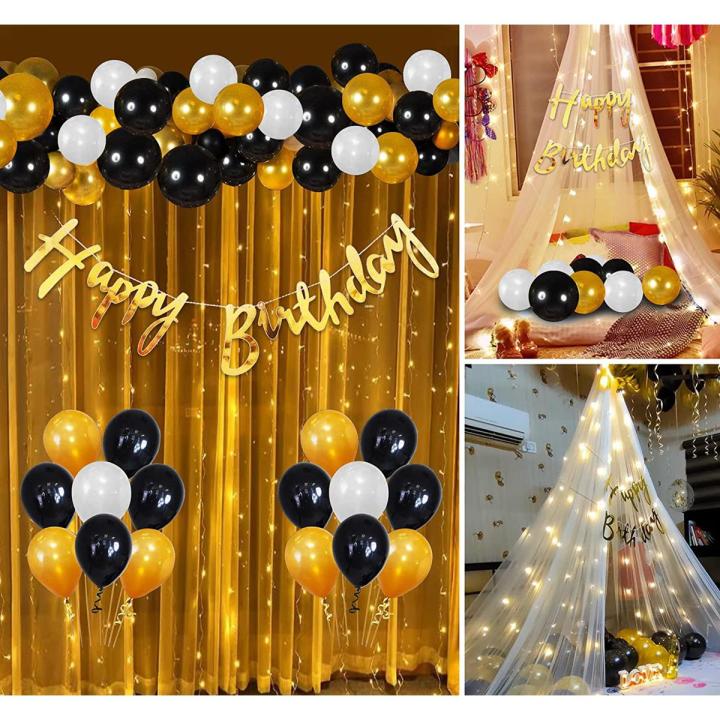 Rose Gold Birthday Decoration Set For Birthday Decorations Party, Birthday Celebration Kit,  -30pcs Balloons, bunting  Banner ,Fairy Light