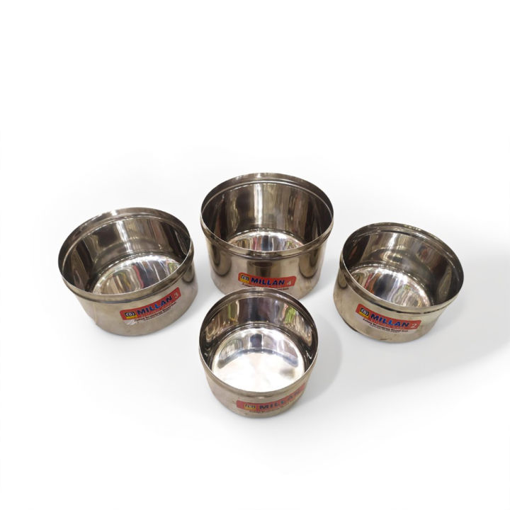 Stainless Steel Round Food Storage Containers Set No.1 2 3 4