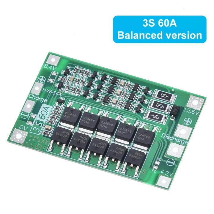 3S 60A 12V 11.1V/12.6V lithium Ion/Polymer W/Balance BMS/PCM Circuit Board
