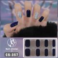 14Tips Semi Cured Gel Nail Stickers Waterproof Foil Self-Adhesive Gel Full Nail Wraps Glittering Simple Gel Nail Polish Strips DIY NAil Art Making. 