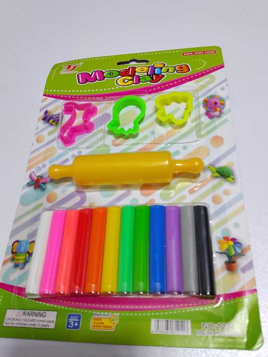 Colorful Modeling Clay Set with Rolling Pin and Shape Cutters – Non ...