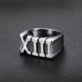 Fashion Jewelry Rings Finger Band Roman Numeral XIII Lucky 13 Stainless Steel Ring for Men Boys Birthday Gift Size 7-15. 