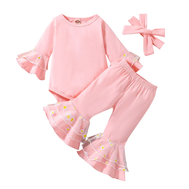 Baby%20Girls%20Autumn%20Outfit%20Sets%20Pink%20Long%20Sleeve%20O%20Neck%20Romper%20+%20Daisy%20Print%20Flared%20Pants%20+%20Headband%20-%20Image%206