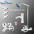 Bathroom Set Shower Set Wall Mounted Complete Bathroom Fitting 100% Brass Chrome Super Ocean Sanitary fittings Lever Model Set. 