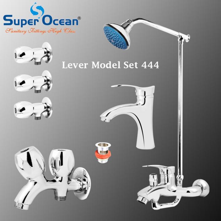 Bathroom Set Shower Set Wall Mounted Complete Bathroom Fitting 100% Brass Chrome Super Ocean Sanitary fittings Lever Model Set