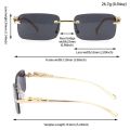 Rimless Rectangle Sunglasses Retro Clear Ocean Lens Sun Glasses Cheetah Decoration Shades Fashion UV400 Eyewear for Women Men. 