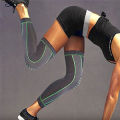 1 Pcs Long Adjustable Compression Knee Sleeves Anti-Slip Knee Support Braces for Running Elastic Nylon Sports Compression Pad Unisex Color Green, Black, Orange. 