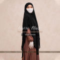 Hijab Throne – Classic Black Two Layered Diamond Khimar - Extra Long Chiffon Georgette Fabric - Super Soft & Premium Quality Hijabs for Women. 
