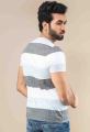 Ignite Mens Color Block Striped V-Neck Tee - Gray. 