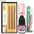 Lvcheryl Thick Self Grafted Eyelash Extension Set Kits With Glue Tweezers Segmented False Eyelash Individual Eyelashes Free Tools. 