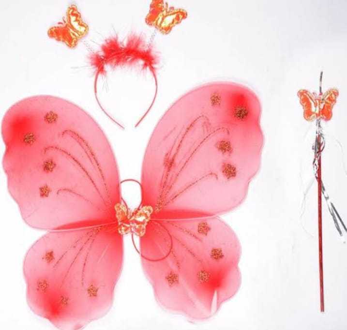 Fairy Wings Set For Girls Red White Purple Pink Light Blue Butterfly Wings set for Kids Party Dress Costume
