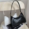 【Happytree】 Underarm Bags Western Style Women's Bag Popular New Trendy Fashion Retro Shoulder Bag Solid Color Soft Surface Baguette Bag. 