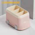 Desktop Pen Holder Bus-shaped Multifunctional Pen Holder Large Capacity Office Supplies Organizer for Southeast Asian Buyers Desktop Stationery Container. 
