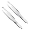 2X Silver Tone Slanted Flat Tip Metal Hair Eyebrow Tweezer Cosmetic Tool for Lady. 