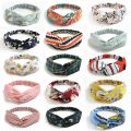 Pack of 2 Women Autumn Polyester Cotton Headband Vintage Cross Knot Elastic Hair Bands Soft Print Plaid Girls Hairband Hair Accessories. 