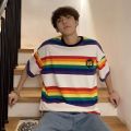 2021 O-Neck Rainbow Tshirt For Men Summer Harajuku Unisex T Shirt Male Casual Colorful Tops Men Funny Top Tees Clothing. 