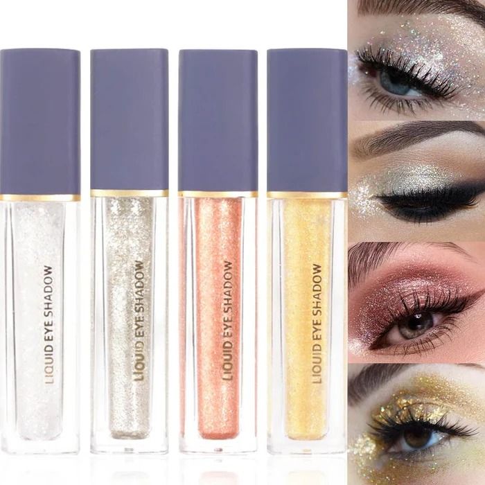 Romantic Charm 4‑Pc Glitter Liquid Eyeshadow Set — High‑Shine ...