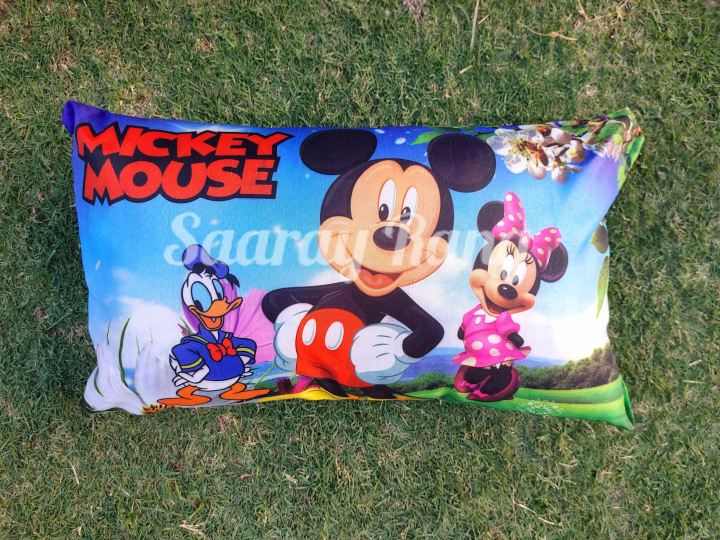 Mickey Mouse Stylish Baby Pillow Cartoon Printed Filled Cushion 12x20 Inches Daraz.pk