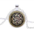 Tibetan Buddhist Mandala Necklace Sacred Geometry Jewelry Spiritual Men Black Men's Mandala Pendant. 