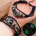2Pcs Fashion Romantic Sun Moon Lovers Luminous Gemstone Woven Couple Bracelet. 