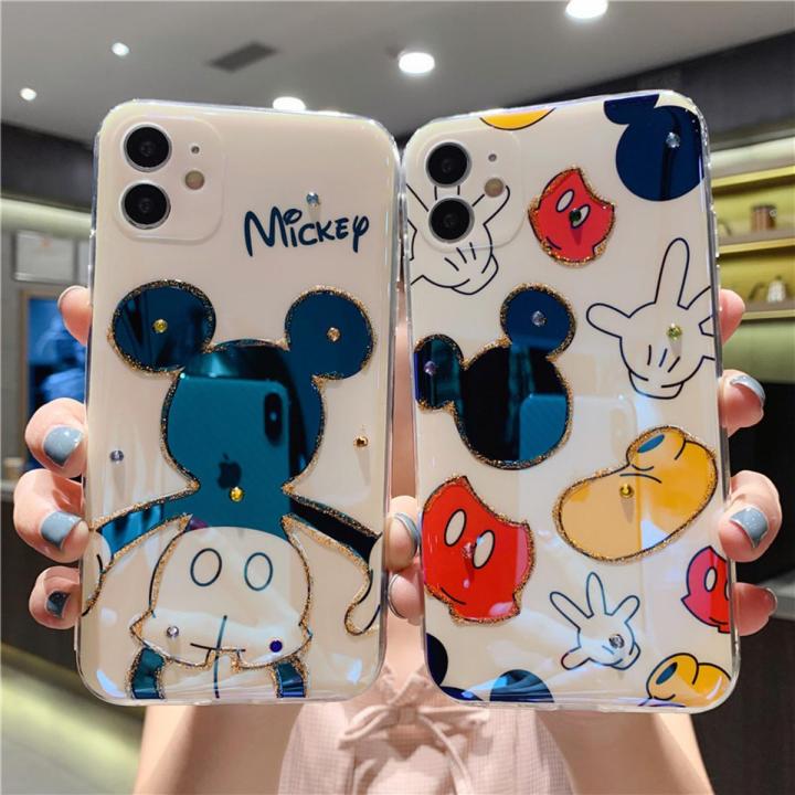yaMickey Minnie Blu-ray All-inclusive Soft Case for iPhone 13 12 11 Pro Max XR XS Max 7 8 Plus X Full Body Phone Back Cover