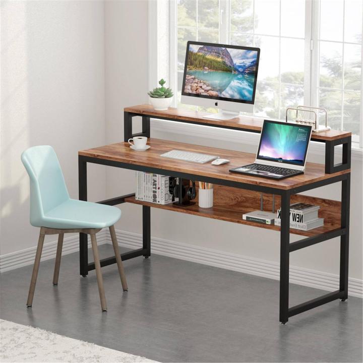 Office Table Work Desk Computer Laptop Table with Storage Shelves Study Table